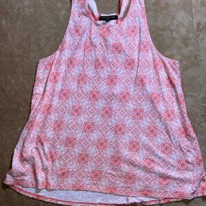Banana Republic Women Medium Coral White Geometric Razorback Summer Tank Top (W)